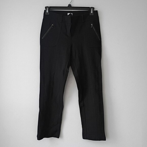 Cache Black Ponte Skinny Stretch Pants - Side & Ankle Zipper Size 6 - Picture 1 of 9